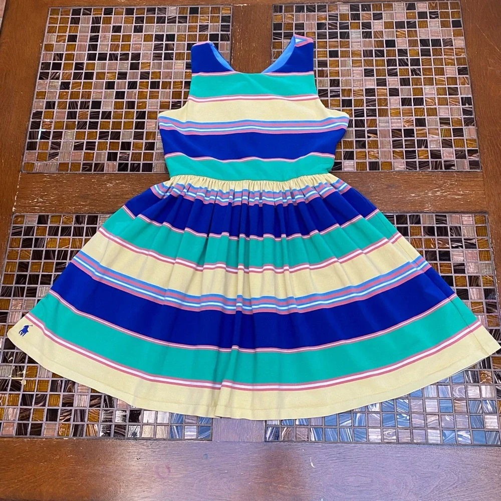 Ralph Lauren Green Striped Dress Girls